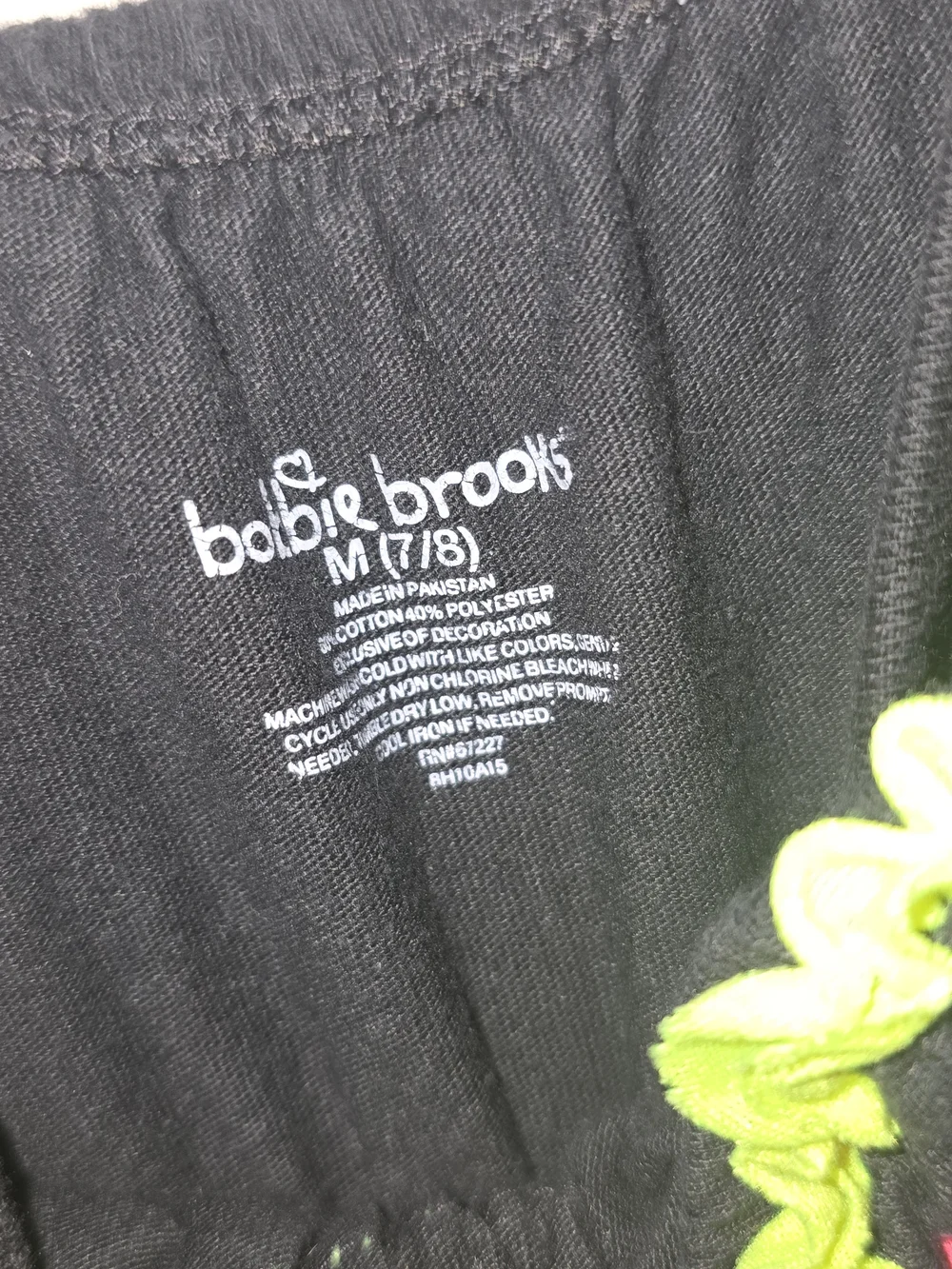 Bobbie Brooks Black Kids Bottoms with Lime Green Trim